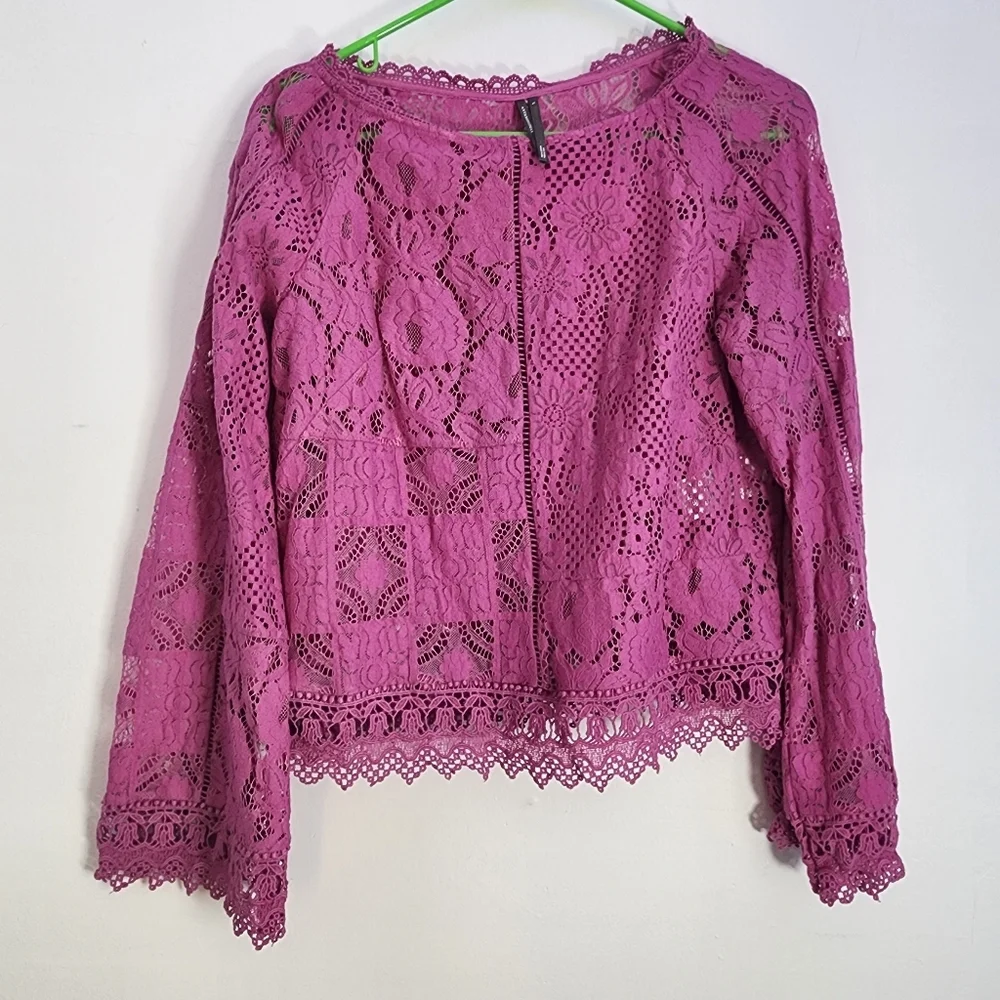 Anthropologie Elegant Lace Women's Top in Purple Size Small